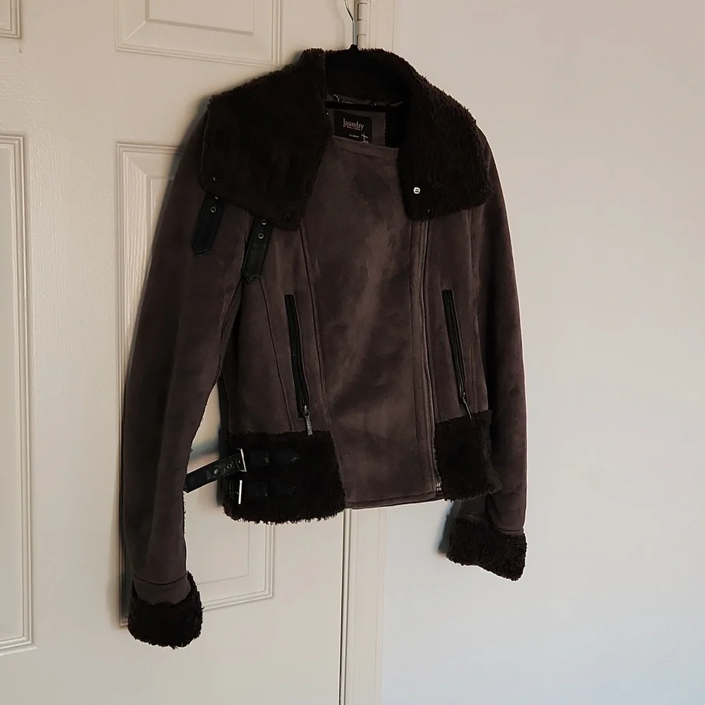 Laundry by Shelli Segal Gray Fall Winter Utility Jacket. Sz Small